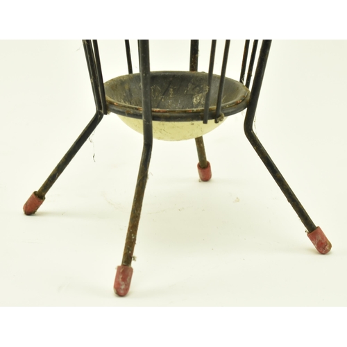106 - A retro 20th century wire worked stick stand in the form of an umbrella. The stand having a small ba... 