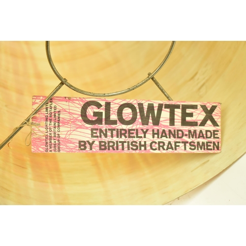 117 - Glowtex - A retro mid 20th century spun fiberglass ceiling light shade. The shade of barrel form wit... 