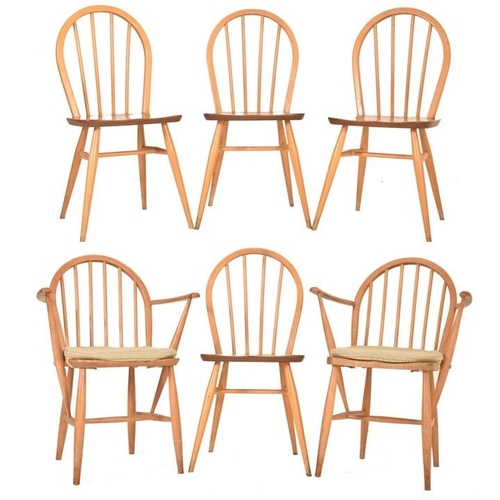 120 - Lucian Ercolani for Ercol - A set of six retro mid 20th century beech and elm Windsor dining chairs.... 
