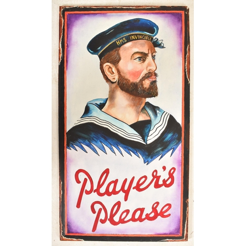 156 - Player’s Navy Cut Cigarettes - A contemporary hand-painted on recycled board sign in the style of a ... 