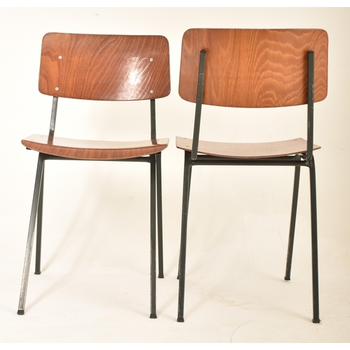 157 - Marko - A matching set of four retro 20th century 1960s school chairs. Each chair having moulded sea... 