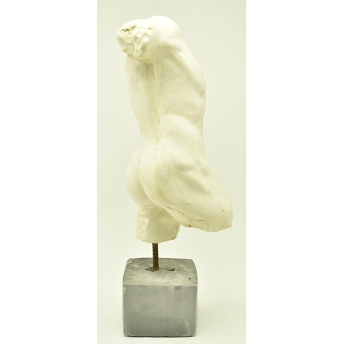 188 - A retro 20th century circa 1980s modernist plaster sculpture in the form of the male torso. Impresse... 