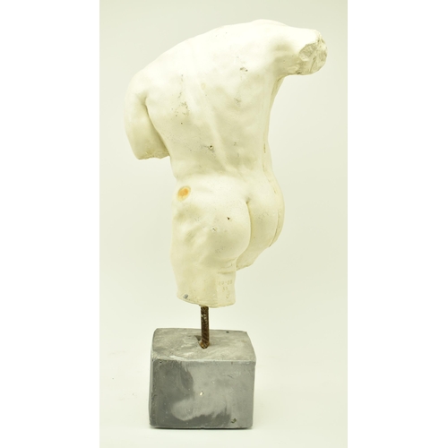 188 - A retro 20th century circa 1980s modernist plaster sculpture in the form of the male torso. Impresse... 