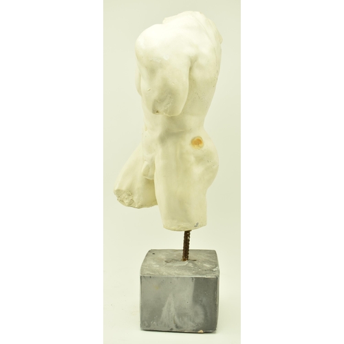 188 - A retro 20th century circa 1980s modernist plaster sculpture in the form of the male torso. Impresse... 