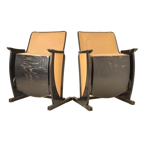 192 - A pair of vintage 20th century Art Deco theatre / cinema seats / armchairs. Each theater chair havin... 