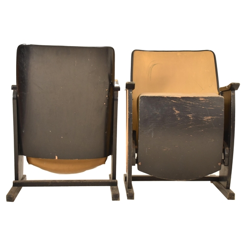 192 - A pair of vintage 20th century Art Deco theatre / cinema seats / armchairs. Each theater chair havin... 