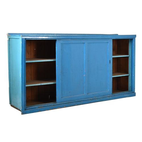 196 - A large 20th century pine school cupboard / frame house kitchen cabinet. Large rectangular form two ... 