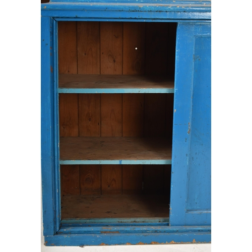 196 - A large 20th century pine school cupboard / frame house kitchen cabinet. Large rectangular form two ... 