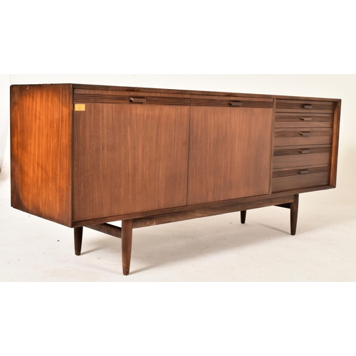 230 - Scandart - A British retro mid 20th century circa 1960s teak wood sideboard credenza. The sideboard ... 