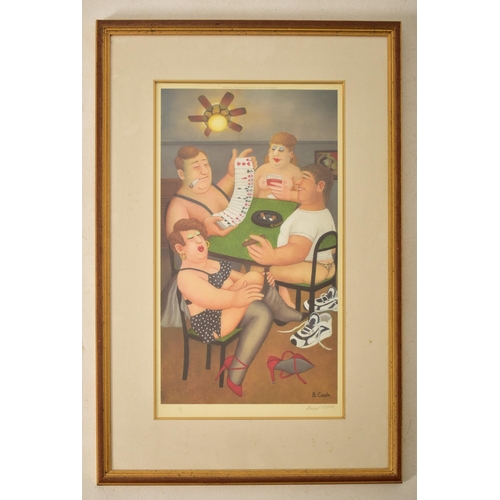 41 - Beryl Cook (1926-2008) - Strip Poker - A 20th century full colour art print. Printed by the Alexande... 