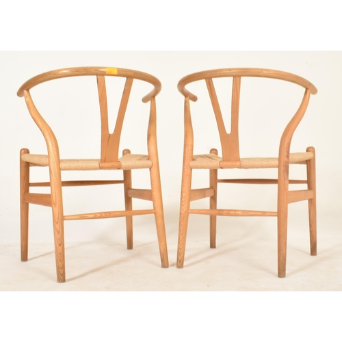 47 - After Carl Hansen & Son - CH24 Wishbone Chair - A pair of retro 20th century light ash wood ' wishbo... 