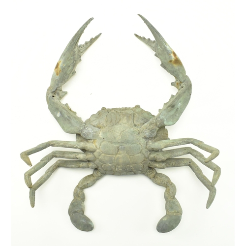 48 - A vintage 20th century patinated-bronze / brass sculpture of a crab in Japanese style. The crab with... 