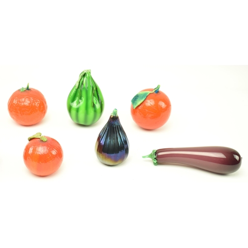 71 - Murano - A collection of mid 20th century hand blown glass fruits. The fruit comprising three orange... 