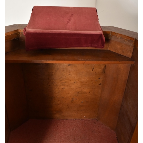 88 - A 20th century oak wood church ecclesiastical pulpit stand. The stand having a velvet covered readin... 