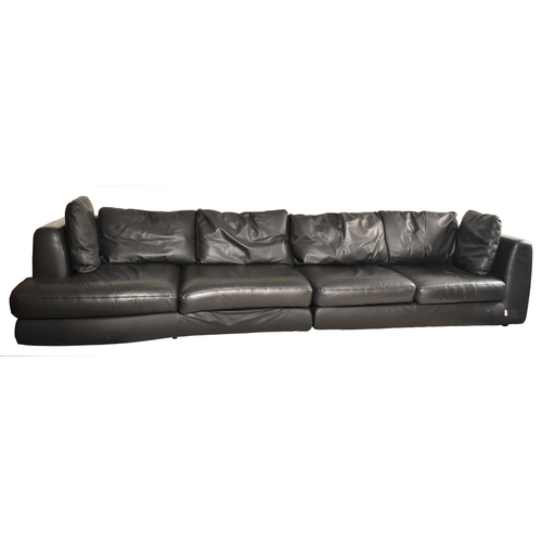180 - Ligne Roset - A large 20th century French high end designer black leather 7 seater sofa settee. The ... 