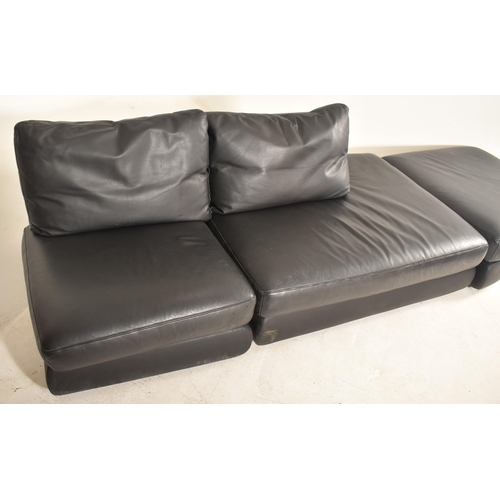 180 - Ligne Roset - A large 20th century French high end designer black leather 7 seater sofa settee. The ... 