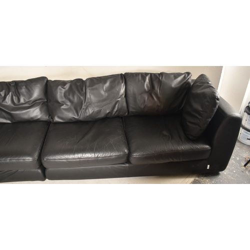 180 - Ligne Roset - A large 20th century French high end designer black leather 7 seater sofa settee. The ... 