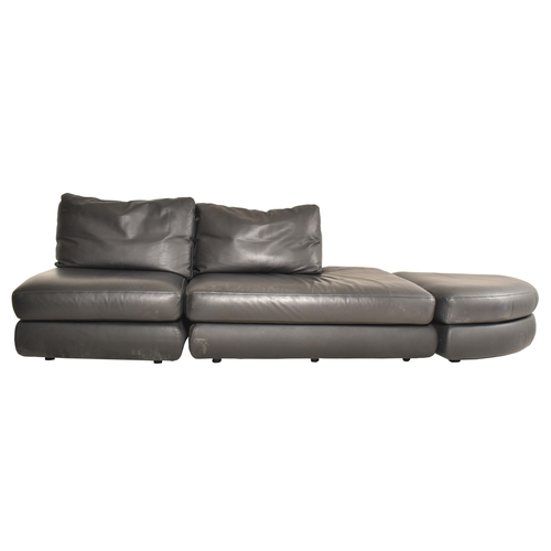 180 - Ligne Roset - A large 20th century French high end designer black leather 7 seater sofa settee. The ... 