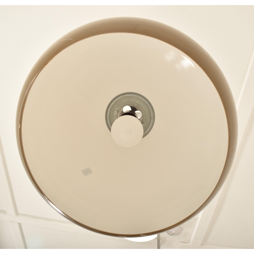 19 - A contemporary Italian Design floor standard arc lamp light. The light having a brown acrylic mushro... 