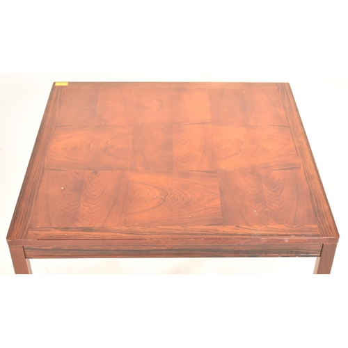 266 - Danish Modern Design - A retro mid 20th century rosewood parquetry inlaid low coffee occasional tabl... 