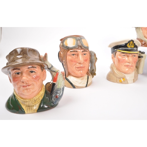 109 - Royal Doulton - A collection of 20th Century ceramic small character jugs comprising of Sir Stanley ... 