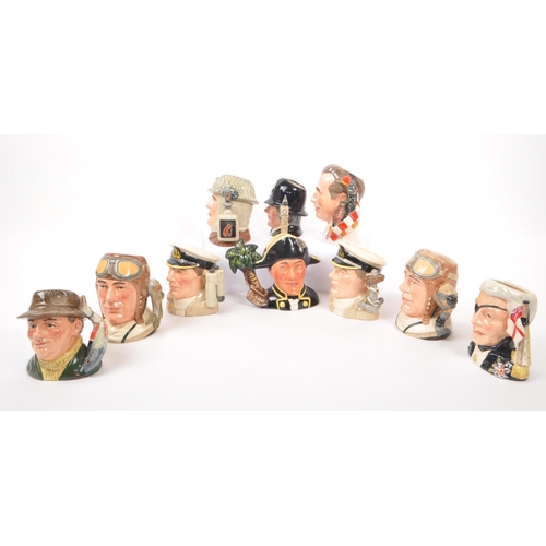 109 - Royal Doulton - A collection of 20th Century ceramic small character jugs comprising of Sir Stanley ... 