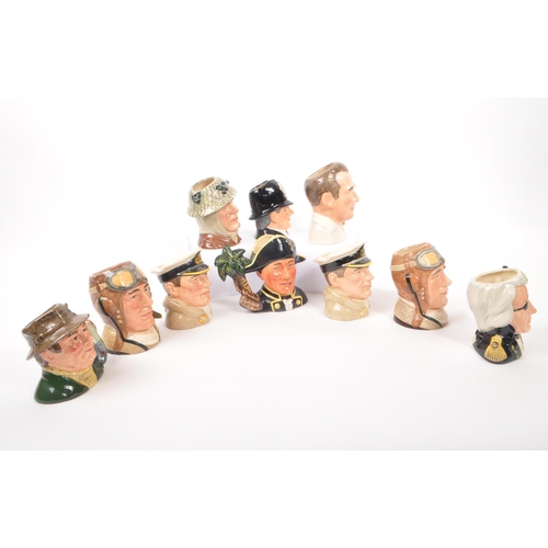 109 - Royal Doulton - A collection of 20th Century ceramic small character jugs comprising of Sir Stanley ... 