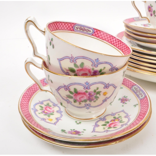 111 - Staffordshire - A early 20th century porcelain china tea service set. Comprising of cups, saucers, p... 