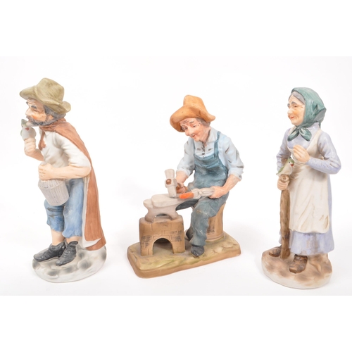 114 - A collection of three mid 20th century Capodimonte manner ceramic bisque figurines. The collection t... 