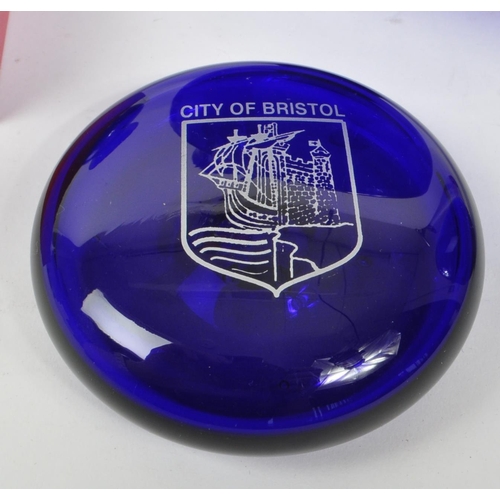 118 - Bristol Blue Glass - A collection of 20th Century Bristol Blue Glass items comprising of a tall 'tru... 