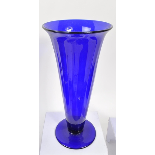 118 - Bristol Blue Glass - A collection of 20th Century Bristol Blue Glass items comprising of a tall 'tru... 