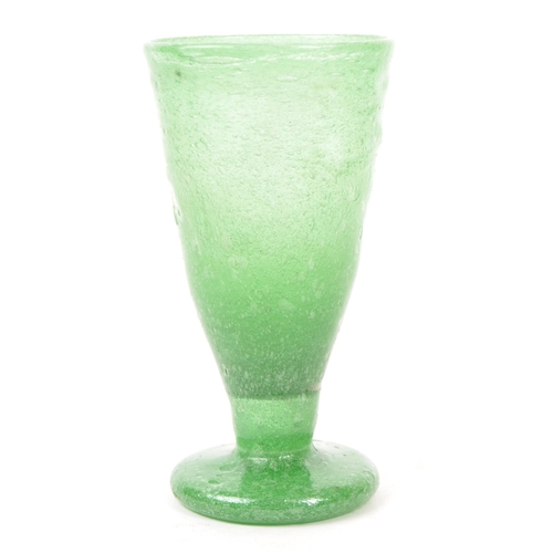 178 - A late 18th / 19th Century George III green bubble parfait glass, of tapering form upon circular bas... 