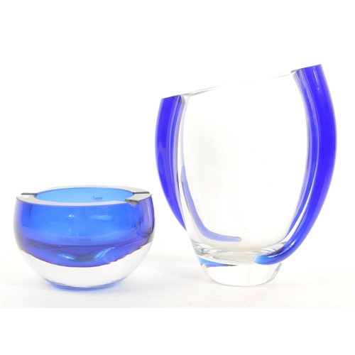 182 - A mid 20th century Krosno Poland studio art glass ashtray, alongside a Barski blown glass vase. The ... 
