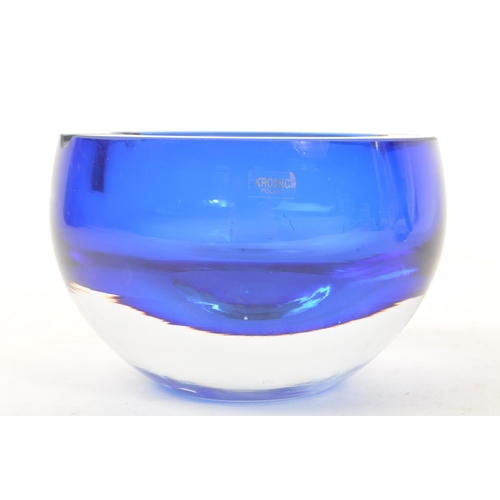 182 - A mid 20th century Krosno Poland studio art glass ashtray, alongside a Barski blown glass vase. The ... 