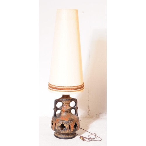 184 - West German Pottery - A mid 20th century West German pottery lamp base. The lamp base having a brown... 
