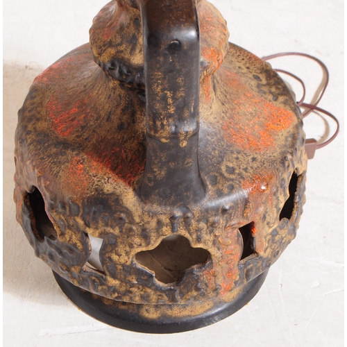 184 - West German Pottery - A mid 20th century West German pottery lamp base. The lamp base having a brown... 