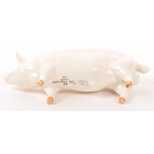 187 - Beswick - A mid 20th century Beswick ' Wall Champion Boy ' porcelain pig figure. The pig in standing... 