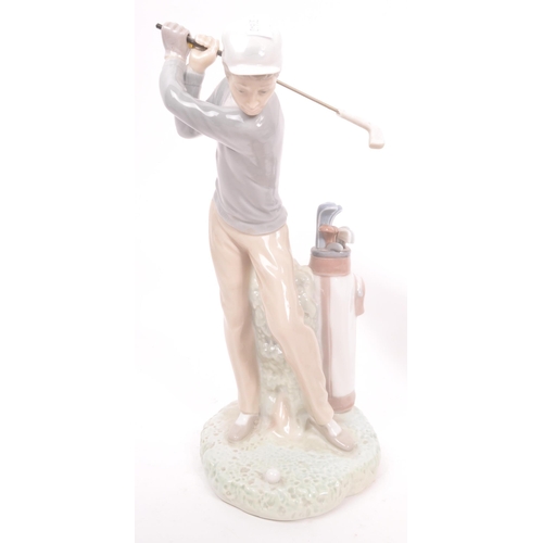 195 - Lladro - A collection of four 20th Century porcelain china Lladro figurines comprising of three golf... 