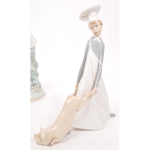195 - Lladro - A collection of four 20th Century porcelain china Lladro figurines comprising of three golf... 