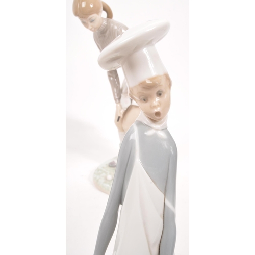 195 - Lladro - A collection of four 20th Century porcelain china Lladro figurines comprising of three golf... 