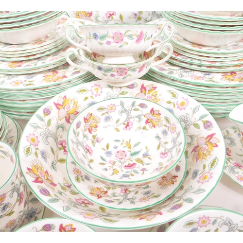 2 - Minton Haddon Hall pattern porcelain tea and dinner service comprising cups, saucers, plates, dinner... 