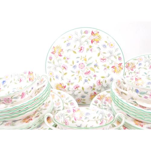 2 - Minton Haddon Hall pattern porcelain tea and dinner service comprising cups, saucers, plates, dinner... 