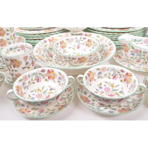 2 - Minton Haddon Hall pattern porcelain tea and dinner service comprising cups, saucers, plates, dinner... 