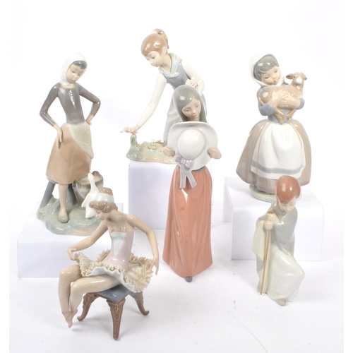 20 - Lladro / Nao - A collection of six 20th century Lladro and NAO porcelain figures. The collection to ... 