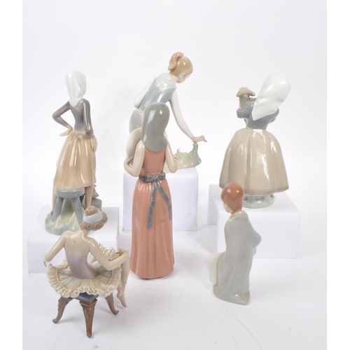 20 - Lladro / Nao - A collection of six 20th century Lladro and NAO porcelain figures. The collection to ... 