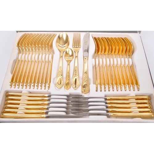 204 - SBS-Bestecke Solingen - A 20th century SBS-Bestecke Solingen 24ct gold plated cutlery canteen set. T... 