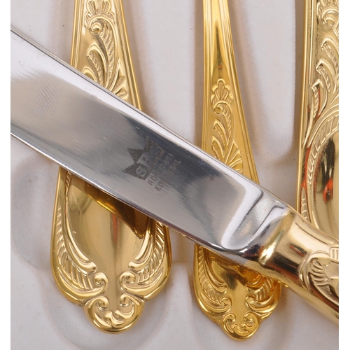 204 - SBS-Bestecke Solingen - A 20th century SBS-Bestecke Solingen 24ct gold plated cutlery canteen set. T... 