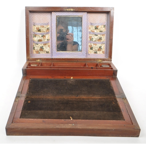 208 - A Victorian 19th Century walnut writing slope box having brass inlaid decoration to top with interio... 