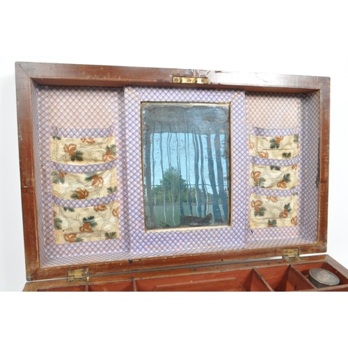 208 - A Victorian 19th Century walnut writing slope box having brass inlaid decoration to top with interio... 