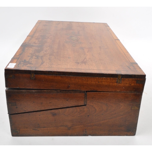 208 - A Victorian 19th Century walnut writing slope box having brass inlaid decoration to top with interio... 